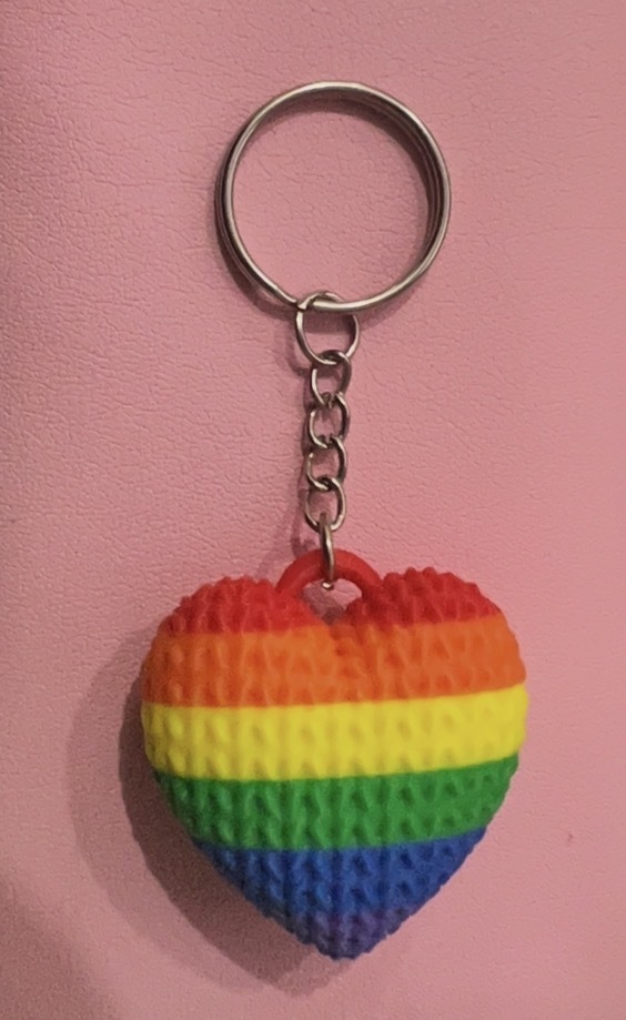 Pride Flag "Knitted" Heart Keychain